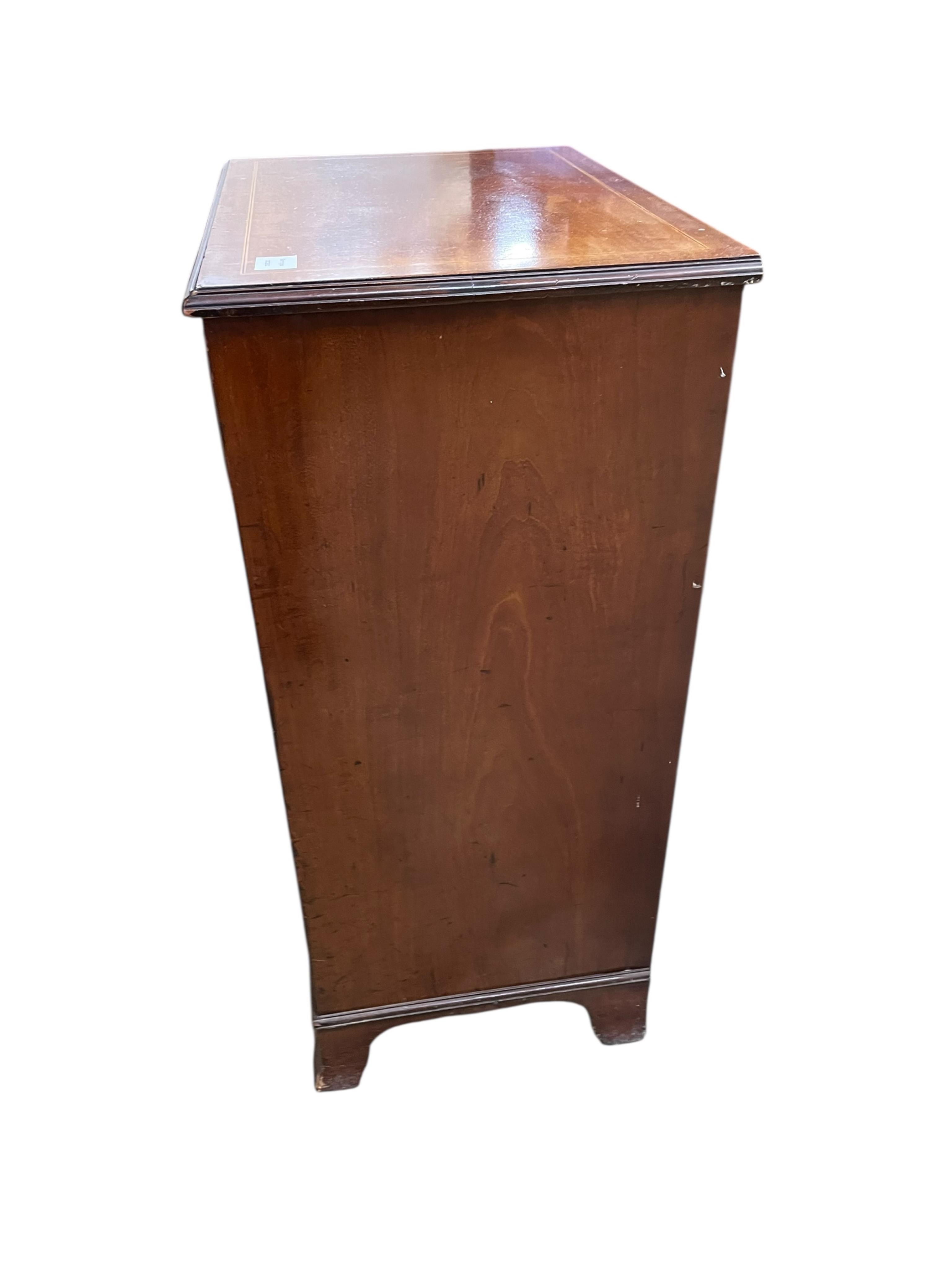 A small Edwardian marquetry inlaid mahogany chest, width 63cm, depth 44cm, height 98cm